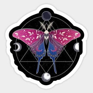 Bisexual Luna Moth Celestial Cottagecore LGBT Pride Flag Sticker